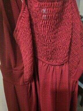 Smocked Red Sleeveless Dress
